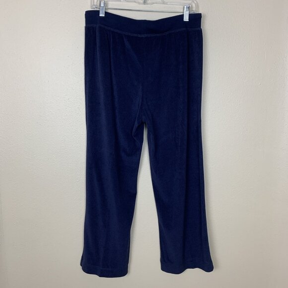 Talbots Womens M NEW Terry Pull On Pants Navy Blue Drawstring Lounge Comfy Knit - Picture 3 of 12